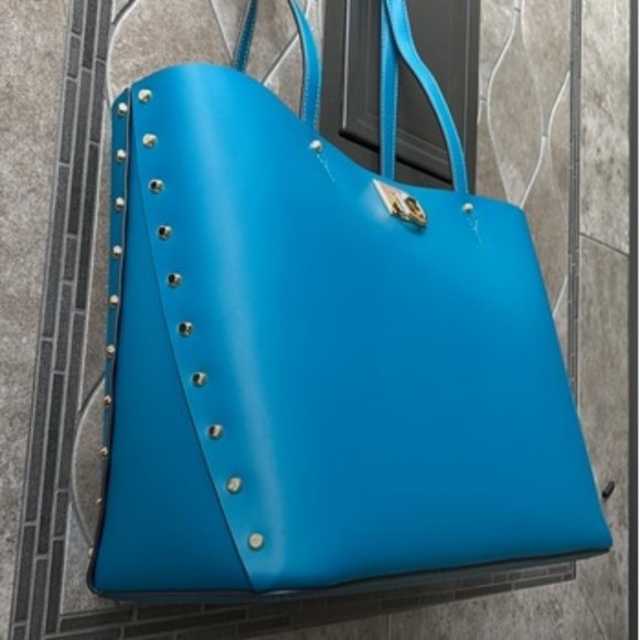 Michael Kors Manhattan Large Tote Leather Color Lagoon - Picture 3 of 16